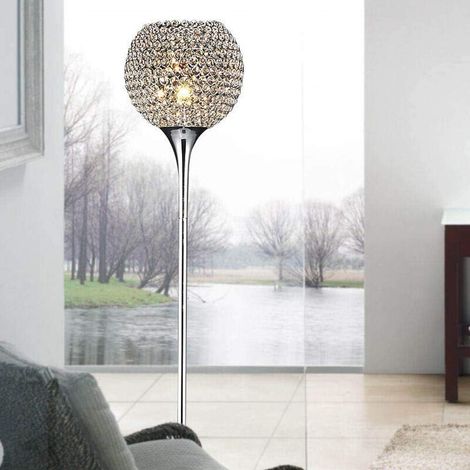 Lampadaire en Cristal, Argent Chrome Chambre Lampe Sur Pied de Salon Moderne, Lampe Sur Pied ( Galvanoplastie d'argent ) (1/5)