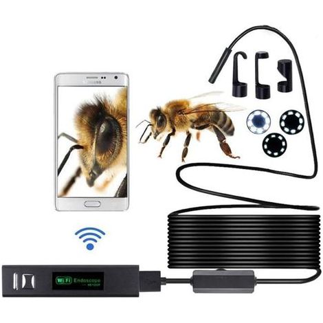 Endoscope sans Fil WiFi 1200 P Caméra D'inspection 2.0 Megapixels HD Serpent Caméra pour Android iOS Smartphone avec 3.5M/10M de Fil Dur (10M) (1/5)
