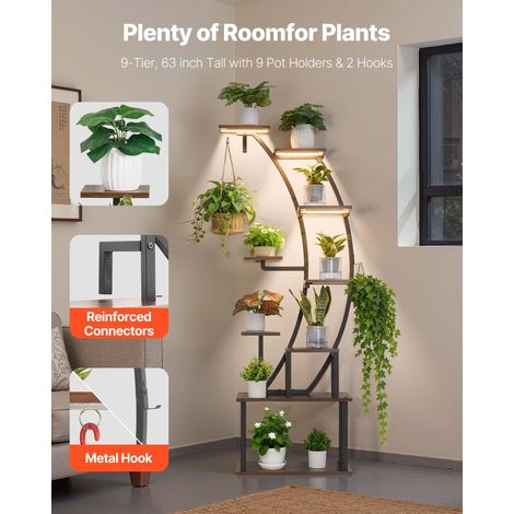 Support Plantes Intérieur avec Lampe de Croissance, Étagère Porte Plantes 9 Niveaux Métal, 160 cm, 3 Réglages Minuterie, 10 Niveaux… (1/5)