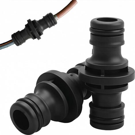Lot de 2 connecteurs de tuyau double face, raccords de tuyau d'arrosage universels noirs de 1,27 cm – Raccords à connexion rapide anti-fuite pour arrosage extérieur, entretien de pelouse et (1/5)