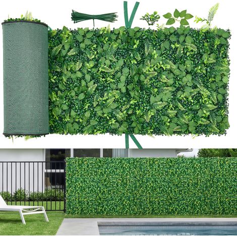 VEVOR Jardín Vertical Artificial 61 x 243,8 cm, Panel Decorativo de Pared 4 Unidades, Hojas de Boj Selváticas, Pantalla de Privacidad, Decoración para Bodas Exterior Interior Terraza Hogar Oficina (1/5)