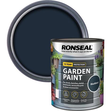 Ronseal Black Bird Garden Paint - 750ml Exterior Outdoor Wood, Metal, Brick, and Shed Paint (1/5)
