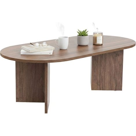 Dmora - Tavolino da salotto Parrano, Tavolo basso da caffè, Portariviste per divano, Ripiano da soggiorno, 119x60 h40 cm, Noce