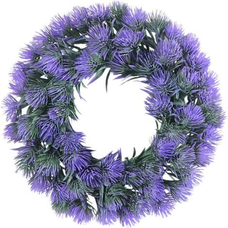Couronne de lavande artificielle KICHOUSE avec protection UV , bienvenue ronde en plastique à l'aspe (1/2)