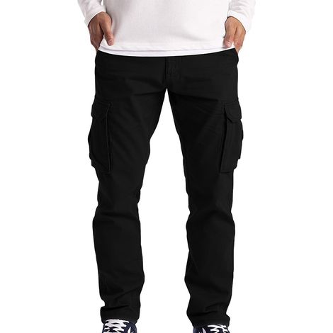 Salopette homme, pantalon droit multi-poches, pantalon outdoor, pantalon décontracté, pantalon randonnée, salopette ample homme, pantalon de travail robuste (1/4)