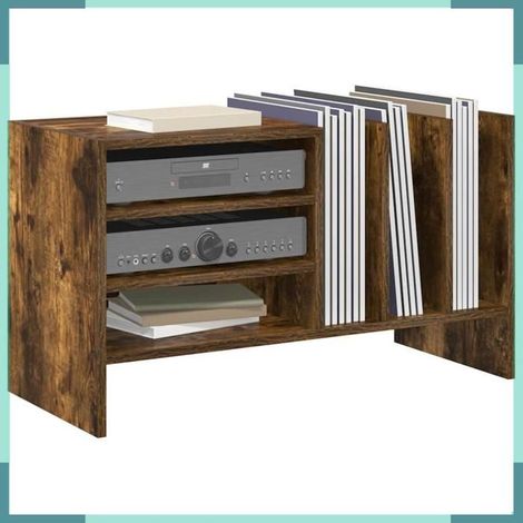 891076 Meuble à vinyles Chêne fumé 78,5 x 35 x 45 cm Bois d'ingénierie (1/5)