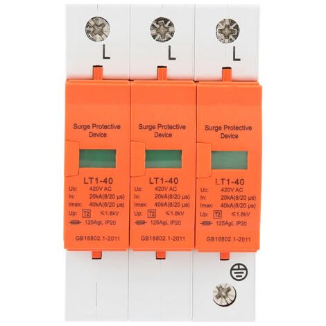 Dispositif de protection contre les surtensions et les basses tensions triphasé 20 kA-40 kA 420 V CA pour applications domestiques (1/5)