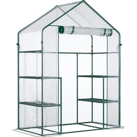 AMXCNOY Serre en film praticable, serre à tomates 142x73x195cm avec 6 étagères, transparente pour jardin et plantes (1/5)