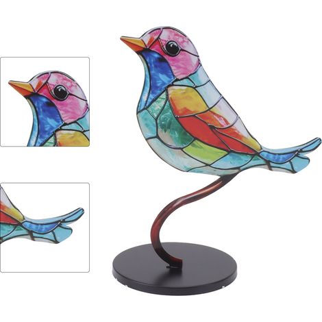 Eosnow Vögel auf Zweig Desktop-Ornamente Eisen doppelt bemalt Vogel bunte Ornament Tablet für Innendekoration 1