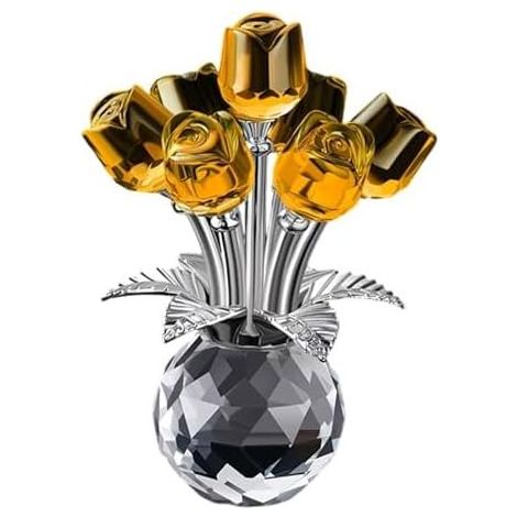 Dekorative Glasrose, künstliche Blumensouvenir, drückt Liebe und Leidenschaft aus, pflegeleicht, elegante gelbe Blume - (1/5)