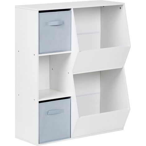Estantería librería de 3 niveles habitación infantil tablero de partículas con cajas de tela no tejida blanco Darlot
