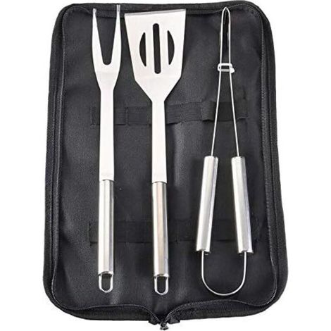 Ensemble d'ustensiles de barbecue, kit d'outils pour grillades, ensemble d'accessoires de cuisine haut de gamme en acier inoxydable extra épais, comprenant 3 ustensiles en acier inoxydable. (1/5)