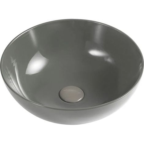 Lavabo da appoggio a ciotola 38,5 cm grigio cemento in ceramica Espeon (1/3)
