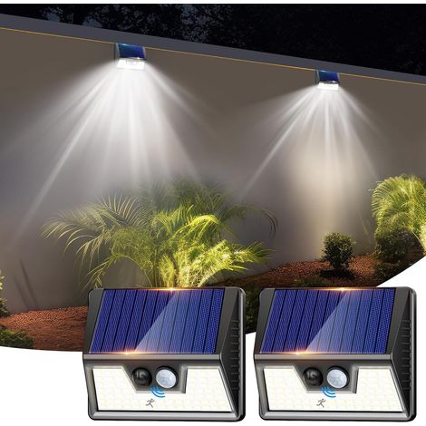 Lampe Solaire Extérieur Détecteur de Mouvement, Lot de 4 Lumiere Solaire Exterieur Avec IP65 Étanche, 3 Modos Eclairage Exterieur Solaire, Lampe Solaire pour Jardin, Garage (1/5)