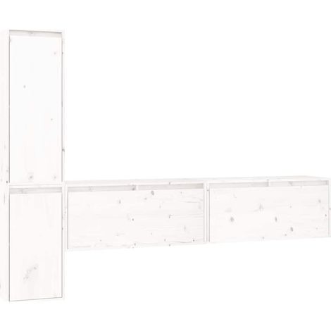 TV Cabinets 4 pcs White Solid Wood Pine vidaXL (1/5)