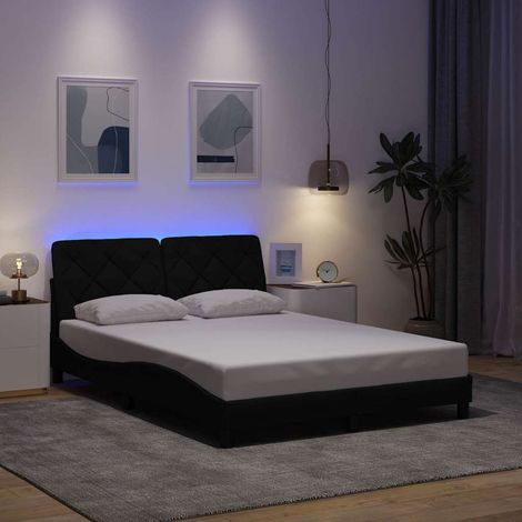 Bettgestell mit LED ohne Matratze Schwarz 120x200 cm Stoff (1/5)