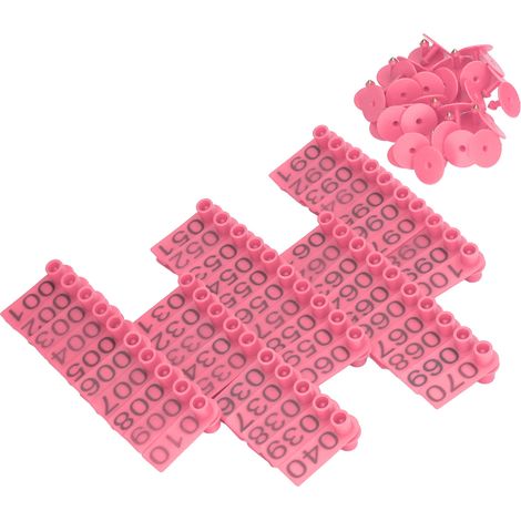 Étiquettes d'oreille numérotées pour bétail - 100 sets - Identification précise pour vaches, porcs, moutons - Rose