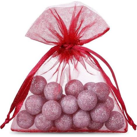 Lot de 50 sachets en organza - 7 x 9 cm - Bordeaux - Sachets cadeaux - Pour bonbons, parfum, décoration de mariage - Emballage cadeau (1/5)