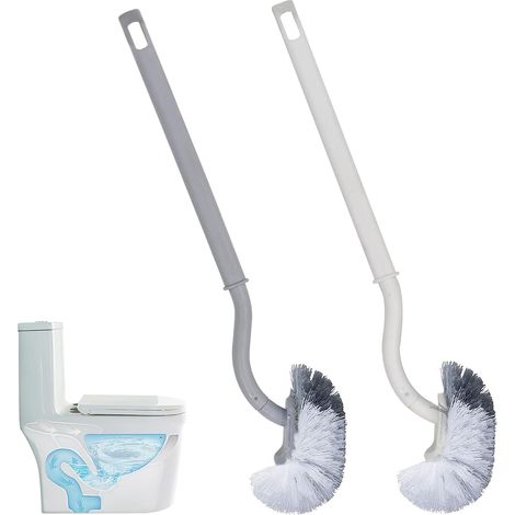 Brosse WC Blanche et Grise avec Poignée Longue