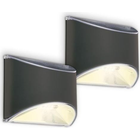 2 Pack LED solar wall light, anthracite, 4xLED (1/5)
