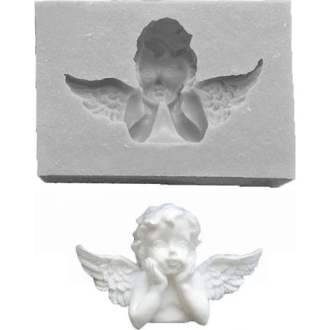 Moule en silicone ange, moule 3D bébé en silicone pour fondant, chocolat, pâte polymère, décoration pour cupcakes, gâteau de naissance, gâteau d'anniversaire, décoration pour fête prénatale (1/5)