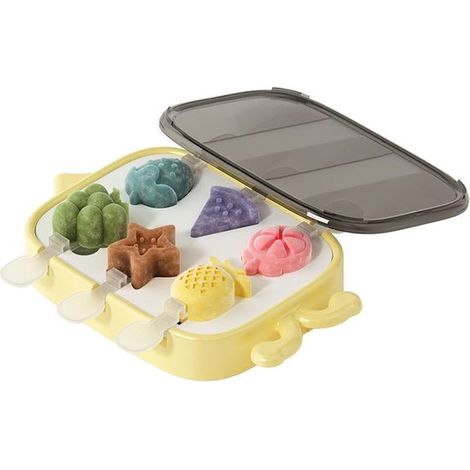 Allecta - Molde para helado con forma de fruta para niños, 6 piezas, amarillo limón (1/5)