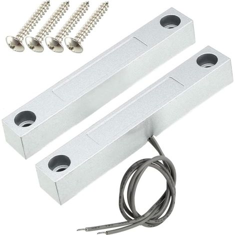 Home Security Wired Rolling Door Contact Magnetic Reed Switch Magnetic Switch with 2 Wires For, Magnet Near - Connect Circuit, Magnet Away - Break Circuit, Applications MC-58