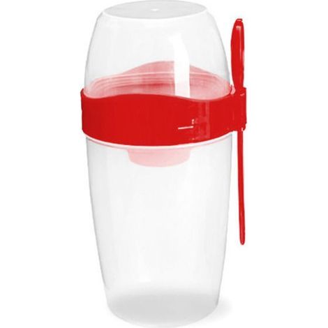 BelleRise – Doppelte Frühstücksbowl – 1070 ml, Rot – mit Löffel/Gabel – für Büro und Fitnessstudio (1/5)