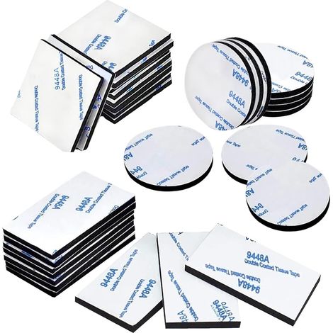 30 Pastilles Adhésives Double Face,Mousse Extra Forte,Rectangulaire Carré Rond,Décoration Murale Auto