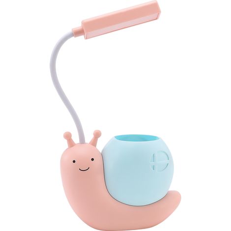Lampe D Étude En Forme D Escargot - Avec Support À Stylos - LED Sans Flicker - Réglable 360° - Batterie Intégrée - Pour Enfants - Rose - 1 Pièce (1/5)