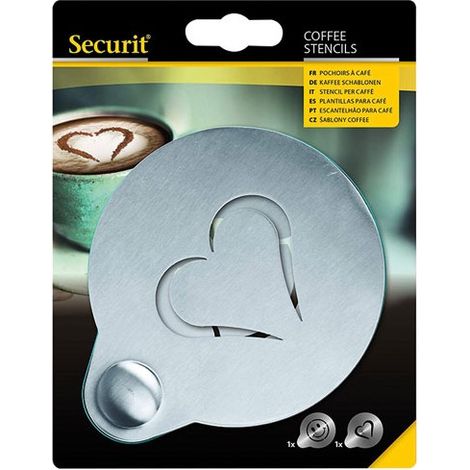 SECURIT CAFÉ POCHOIRS LOT DE 2, ACIER INOXYDABLE, GRIS, 12.4 X 10 X 0.1 CM STN-SS-CO (1/4)