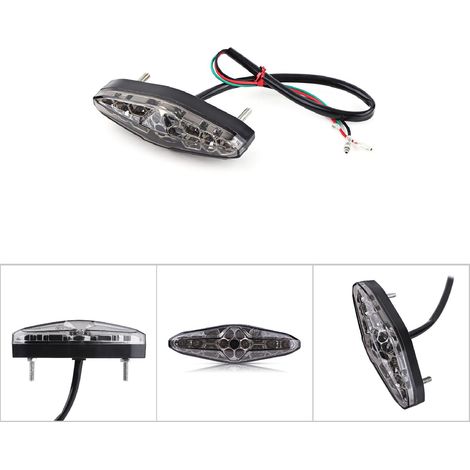 Feu arrière universel 12V 15 LED pour moto, ATV et dirt bike - Feu stop et feu de position fumé (1/5)