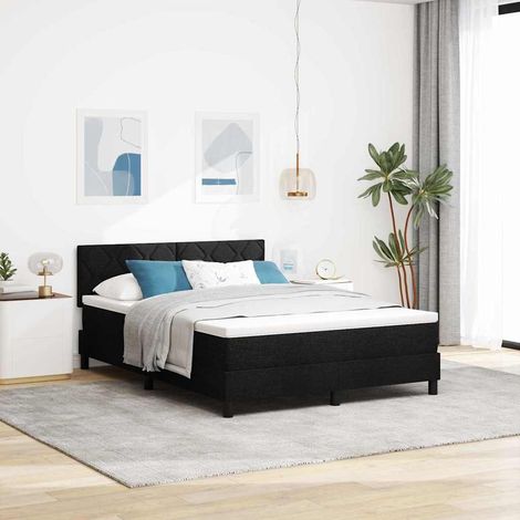 Boxspringbett mit LED-Lichtleisten Schwarz 140 x 200 cm Stoff vidaXL (1/5)