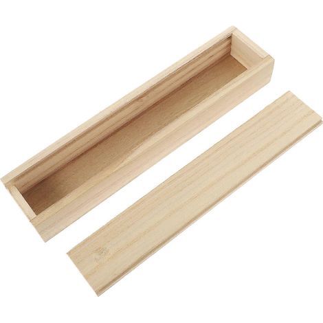 Boîte en bois à couvercle coulissant, boîte à bijoux en bois, coffret de rangement en bois, boîte à bijoux vintage-23.20X5.10X3.10CM (1/4)