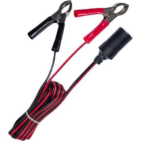 Douille d'allume-cigare femelle 12V/24V avec pinces batterie et câble d'extension de 1 mètre (1/4)