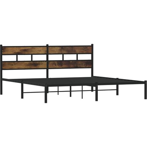 Metal Bed Frame without Mattress Smoked Oak 180x200 cm Super King vidaXL