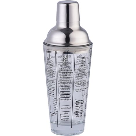 Shaker À Cocktail - Acier Inoxydable Double Paroi Avec Bouteille En Verre Et Graduation - Pour Préparation Bar Maison - 1 Pièce (1/5)
