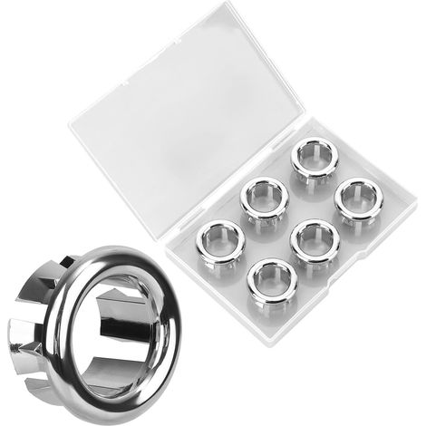 6pcs Anneau Trop Plein Lavabo, Chromé Couvercle de Garniture pour Trou de Vidange pour Lavabo Cuisine Salle Bain Meuble-Lavabo et Éviers en Céramique (1/5)