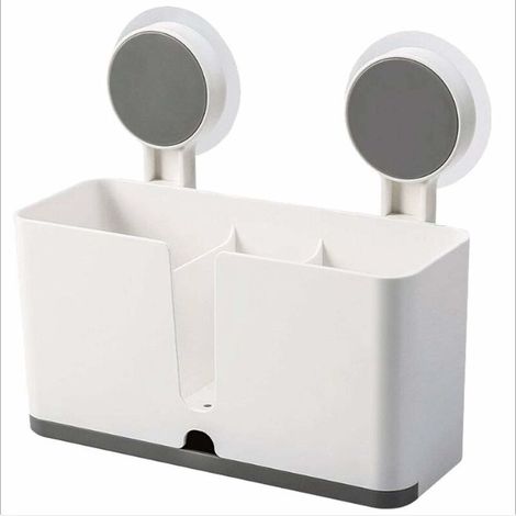 DEESSE SHOP - Panier porte-brosse à dents auto-adhésif, sans perçage et porte-brosse à dents et dentifrice amovible, organiseur mural à suspendre pour salle de bain, cuisine (1/5)
