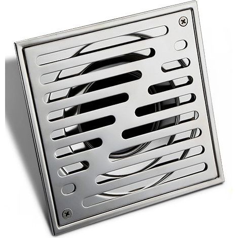 Desagüe cuadrado de acero inoxidable para suelo, desagüe de ducha con compuerta antiolor para baño, de gran diámetro, 150 x 150 mm. (1/5)