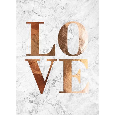 Tableau amour effet marbre & doré pour chambre ado | Tableau moderne déco salon gris & doré | Tableau sur toile design pour chambre fiille - 0,5 x 0,7 m (1/2)