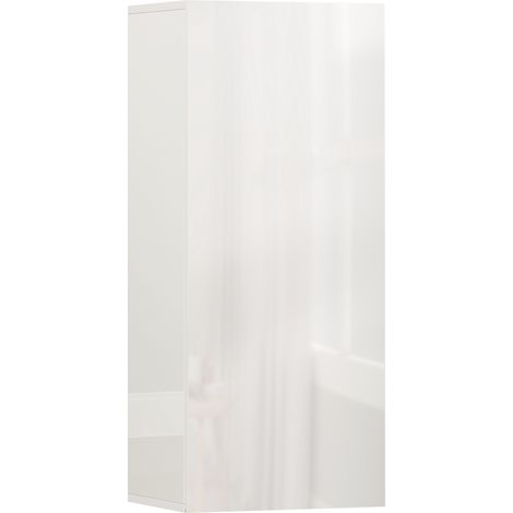 Meuble mural de salle de bain - HOMCOM - brillante, étagère réglable, porte sans poignée - MDF verre trempé - 30x23,4x71,2cm - blanc (1/5)
