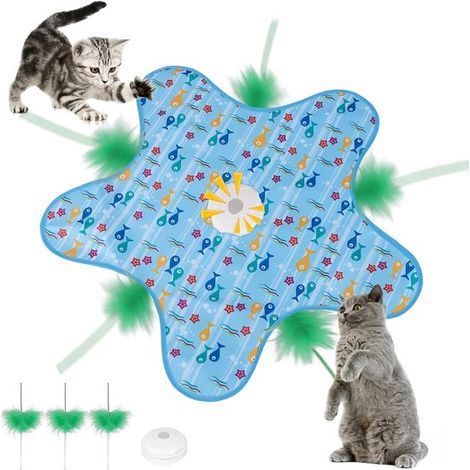 Juguete interactivo alfombra automática escondite sonidos pájaros realistas luz. 3 modos inteligentes, Recargable USB, Incluye lavable pluma (1/5)