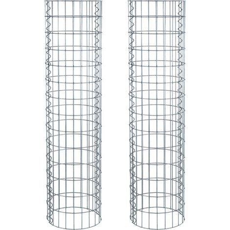 Gabione Gabionensäule rund Ø 35 cm 140 cm 2er Steingabionen Steinkorb Drahtkorb
