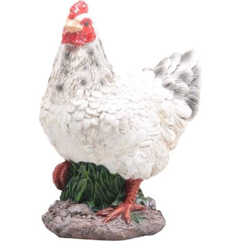 Petite poule en résine 12 x 8 x 16 cm Blanc (1/3)
