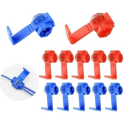 60 Pièces Scotch Lock Quick Connecteurs Set, Scotch Verrouillage Connecteurs, Connecteur Dérivation Rapide (30 Rouge, 30 Bleu) (1/4)