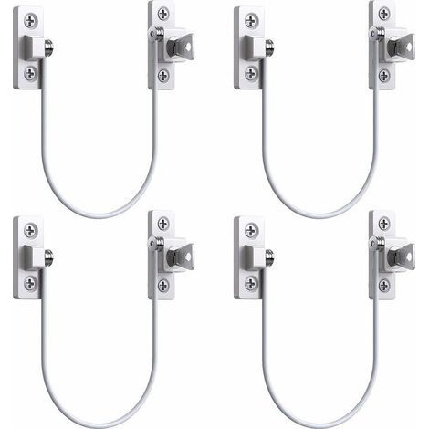 4pcs Entrebâilleur Fenêtre Porte Restricteur de Porte de Fenêtre Verrou Fenetre UPVC Verrouillage de Limite Verrou de Sécurité Câble Serrure de Limite Avec Clé et Vis-- (1/5)