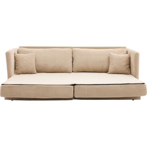 Canapé convertible en velours côtelé 182x88x84 cm avec armrests en bois et structure métallique (1/5)