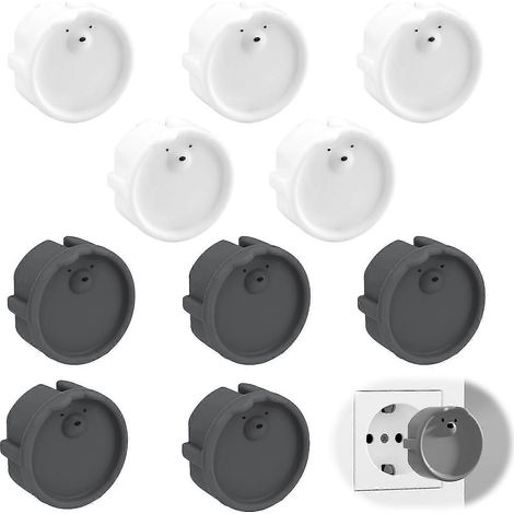 Lot de 10 protège-prises amovibles en silicone avec un design enveloppant adapté aux bébés pour une protection maximale des prises électriques. (1/5)