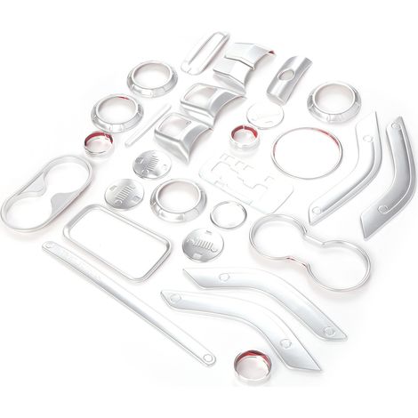 Kit de 28 pièces de garnitures intérieures de remplacement pour Jeep Wrangler JK JKU 2 et 4 portes (2011-2018), couleur argent. (1/5)